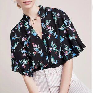 Anthropologie Maeve Aveiro Flutter-Sleeved Blouse